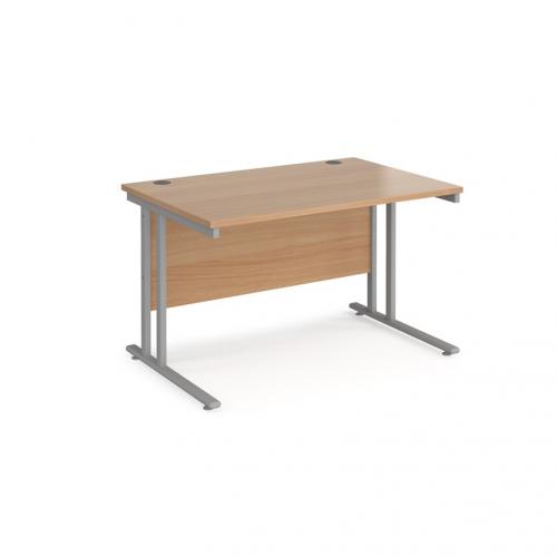 [DAMSMC12SB] Maestro 25 Straight Desk 1200mm x 800mm - Silver Cantilever Leg Frame, Beech Top